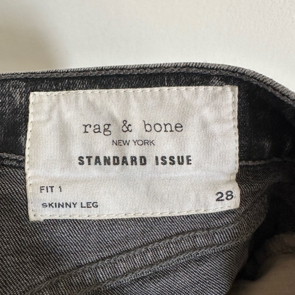 Rag & Bone Acid Black Denim Designer Standard Issue Skinny Leg Jeans size 28 EUC - Picture 5 of 9